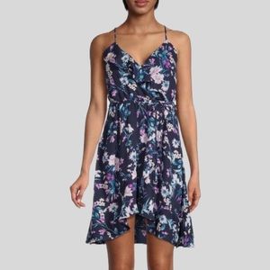 NWOT Socialite Floral-Print Ruffle Wrap Dress